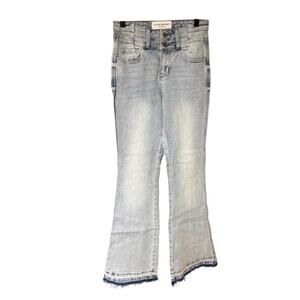 Flying Monkey Los Angeles High Rise Bootcut Flared raw hem light Wash Jeans 24
